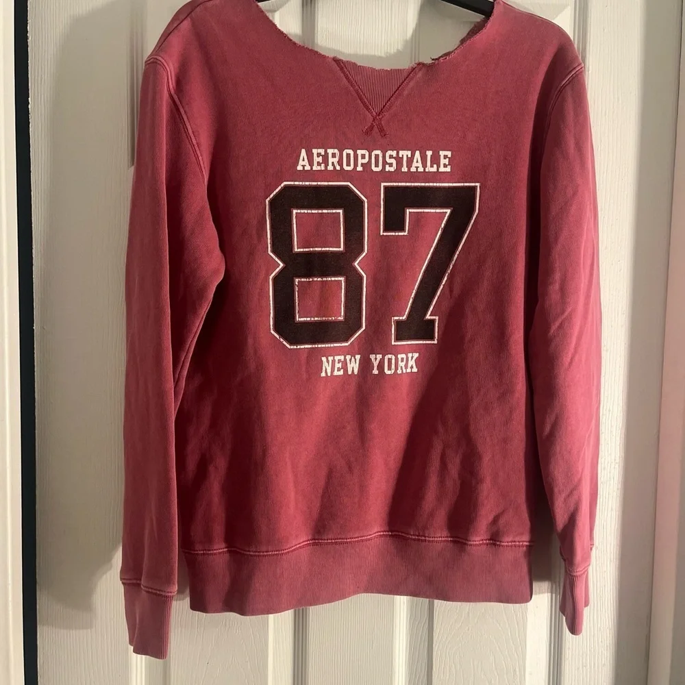 Aeropostale Maroon 87 Graphic Sweatshirt (Cut collar) - Picture 2 of 3